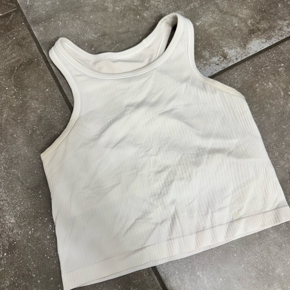 Lululemon ebb to train white cropped bra/tank